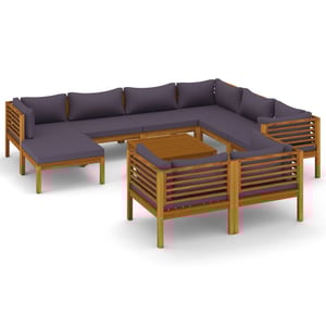

vidaXL 10 Piece Garden Lounge Set with Cushion Solid Acacia Wood