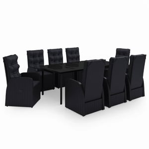 

vidaXL 9 Piece Garden Dining Set with Cushions Black