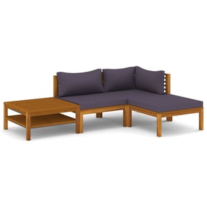 

vidaXL 4 Piece Garden Lounge Set with Cushion Solid Acacia Wood