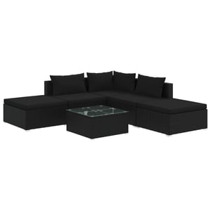 

vidaXL 6 Piece Garden Lounge Set with Cushions Poly Rattan Black