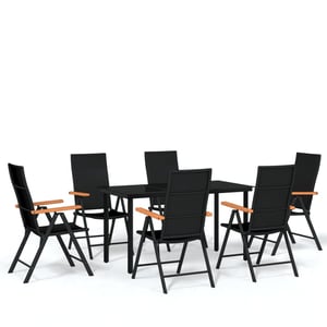 

vidaXL 7 Piece Garden Dining Set Black