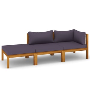 

vidaXL 3 Piece Garden Lounge Set with Cushion Solid Acacia Wood