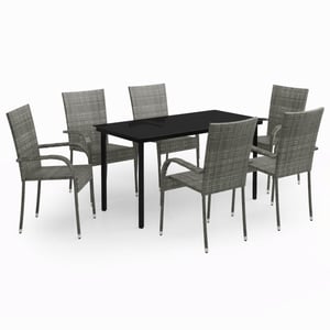 

vidaXL 7 Piece Garden Dining Set Grey and Black