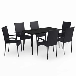 

vidaXL 7 Piece Garden Dining Set Black