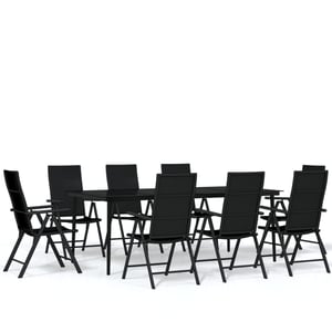 

vidaXL 9 Piece Garden Dining Set Black