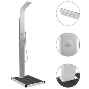 vidaXL Outdoor Shower with Tray WPC Stainless Steel
