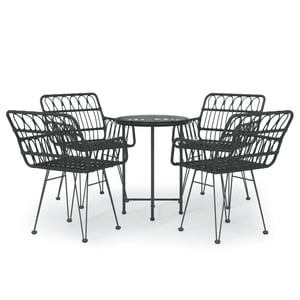 

vidaXL 5 Piece Garden Dining Set Black Poly Rattan