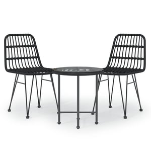 

vidaXL 3 Piece Garden Dining Set Black Poly Rattan