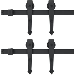 

vidaXL Sliding Door Hardware Kit 2x183 cm Steel Black