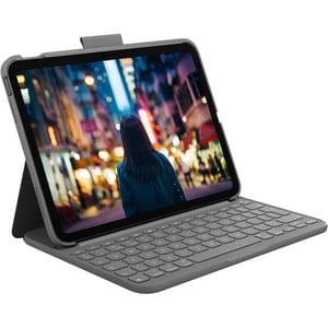 

Logitech iPad (10th generation) Keyboard Case, Slim Folio with Integrated Wireless Keyboard English/Arabic Layout - Grey