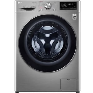 Lave-linge LG à chargement frontal (Lavage et Séchage), Charge : 7/4 kg,  Argent, Moteur Inverter Direct Drive, 6 Mouvements associés DD, Steam+,  TurboWash