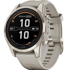 

Garmin Fenix 7S Pro Sapphire Solar Edition Soft Gold Stainless Steel with Light Sand Band Smartwatch 42mm 010-02776-15