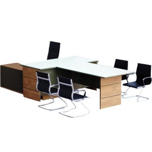 

Mahmayi L Shaped Glass Executive Desk Table 75 x 320 x 180 cm - Brown