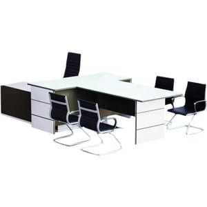 

Mahmayi L Shaped Glass Executive Desk Table 75 x 320 x 180 cm