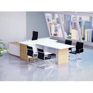 

Mahmayi L Shaped Glass Executive Desk Table 75 x 320 x 180 cm - Brown