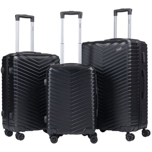 Viptour VT-T502-B ABS Hard side 3Pcs Trolley Luggage Set Spinner Wheels with Number Lock 20/24/28 Inches Black