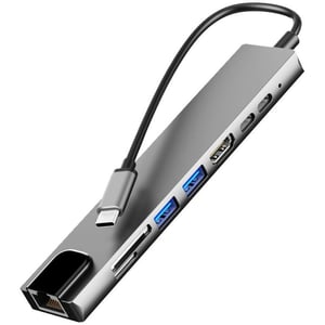 Inet 8-in-1 USB-C Hub Grey