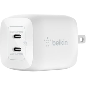 

Belkin Dual USB-C GaN Wall Charger With PPS 45 Watts White