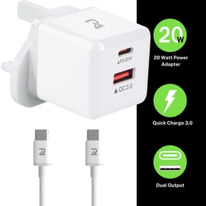 Radalifestyle QC8 20-Watt Dual-Output Power Adapter - Your Ultimate Charging Solution