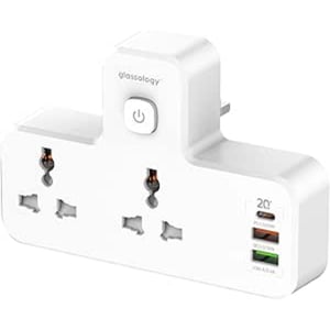 

Glassology 2 Way Power Strip with 3 USB Ports White