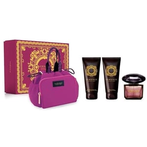 Versace Crystal Noir Perfume For Women 90ml Eau de Toilette + Perfume Bath & Shower Gel 100ml + Body Lotion 100ml + Bag Gift Set