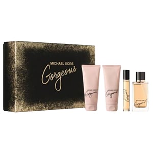 

Michael Kors Gorgeous Perfume For Women 100ml Eau de Parfum + 100ml Body Lotion + 100ml Shower Gel + 10ml Mini Spray Gift Set