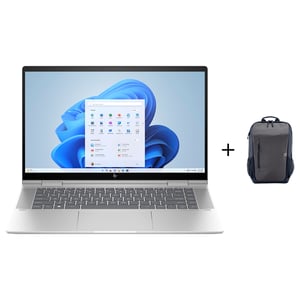 HP Envy x360 2in1 (2023) Laptop - 13th Gen / Intel Core i7-1355U / 15.6inch FHD / 1TB SSD / 16GB RAM / 4GB NVIDIA GeForce RTX 3050 Graphics / Win11 Home / English &amp; Arabic Keyboard / Natural Silver / Middle East Version - [15-FE0008NE] + Travel Backpa