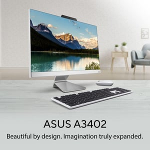 Asus All-in-One (2024) Desktop - 12th Gen / Intel Core i5-1235U / 23.8inch FHD / 512GB SSD / 8GB RAM / Shared Intel UHD Graphics / Windows 11 Home / English & Arabic Keyboard / White / Middle East Version - [A3402WBAT-WA223W]