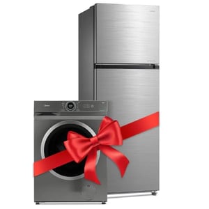 

Midea Front Load Washer 8 kg MF100W80BT + MDRT489MTE46 Top Mount Refrigerator 489 Litres Silver