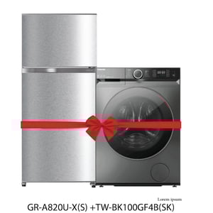 

Toshiba Top Mount Refrigerator 608 Litres GRA820U-X(S)-R + TW-BK100GF4B Front Load Washer 10 kg Silver