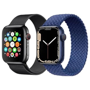 

Fitit FIT-44WSB-MILBK&WVBL-M Bundle 2 in 1 Milanese Loop Black and Woven Loop Medium Blue For Apple Watch 42/44/45/49mm
