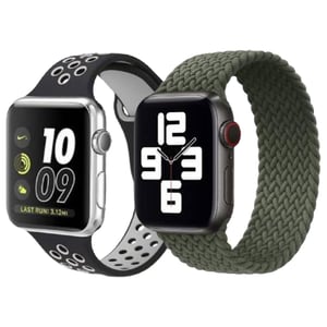 

Fitit FIT-41WSB-SILNIKBK&WVGR-L Bundle 2 in 1 Silicone Strap Black/Grey and Woven Loop Large Green For Apple Watch 41/38/40mm