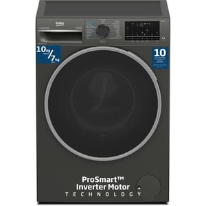 Beko 10/7kg Washer/Dryer, 1400 RPM, 15 Programs, Wash & Wear Program, Manhattan Grey - WD8514W