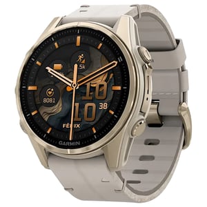 

Garmin Fenix 8 AMOLED 43mm Smartwatch Sapphire Soft Gold Stainless Steel With Fog Gray Leather Band Plus Fog Gray/Dark Sandstone Silicone Band 010-02903-40