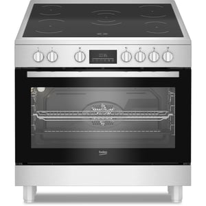 Beko 90x60cm Freestanding Ceramic Electric Cooker, 5 Zones, 8 Functions, 108L, A  Rating, Stainless Steel - BGM30203EX