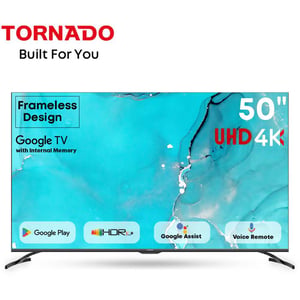 Tornado 50" 4K UHD Google Smart TV, Frameless Design – 50UA3400G (2024 Model)
