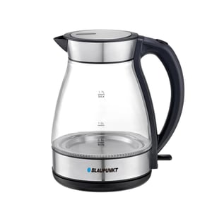Blaupunkt 2200W Cordless Glass Kettle With 1.7L Borosilicate Body, Soft Blue LED Light, Auto Shut-Off And Boil-Dry Protection, 360° Swivel Base And Spill-Free Spout For Quick And Safe Tea Coffee Preparation BKG422