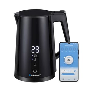 Blaupunkt 2200W Smart WiFi Cordless Kettle With 1.7L Capacity, Tuya App And Voice Control, Temperature Selection And Timer, Double Wall Cool-Touch Stainless Steel Electric Kettle For Tea Coffee Instant Use BKW825