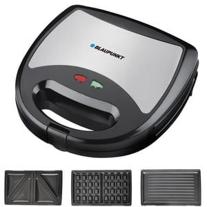 Blaupunkt 750W 3-In-1 Sandwich Maker With Grill Waffle And Sandwich Plates, Non-Stick PFOA-Free Interchangeable Plates, Cool-Touch Body, Thermostat Control And Indicator Lights For Quick Breakfast Snacks KSM580