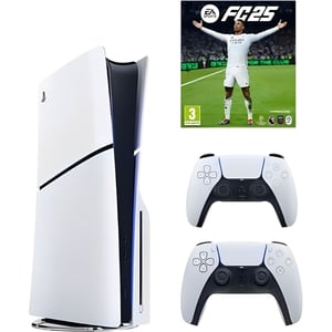 Sony PlayStation 5 Slim Disc Console 1TB White - International Version + Extra DualSense Contoller + FC25 Game