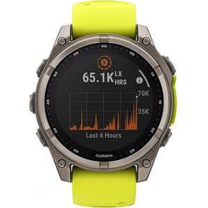 Garmin 010-02906-21 Fenix 8 Solar Smartwatch Sapphire With AMP Yellow/ Silicone Band
