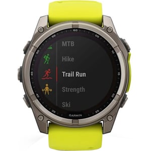Garmin 010-02907-21 Fenix 8 Solar Smartwatch Sapphire With AMP Yellow/ Silicone Band