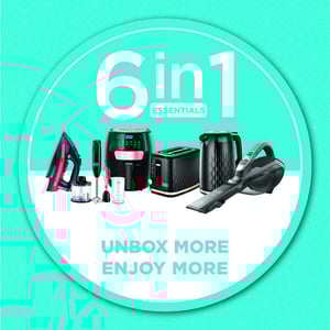Black & Decker 6-in-1 Bundle (4.0L Air Fryer AF4037 + 600W Hand Blender HB600 + 21.6W Dust Buster DVA320J + Breakfast Set MBF90 + 2200W Steam Iron X2200)