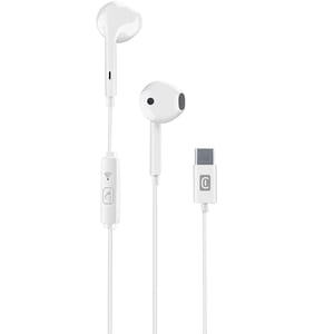 CellularLine USB-C Stereo In-Ear Headset, Crystal Clear Audio, White-AUCAPSULETYPECW