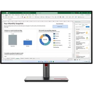 Lenovo Think Vision Monitor 27" Flat, QHD, IPS Panel, USB‑C Hub with 90W PD, KVM, 60 Hz, 5 ms (63A1GAT1UK)