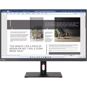 Lenovo Think Vision Monitor 27" Flat, FHD, IPS Panel, 3‑Side Borderless, 75 Hz, 5 ms (63DFKAT4UK)