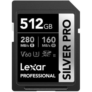 Lexar Professional Silver Pro SDXC UHS-II Card 512GB Black/Silver - LSDSIPR512G-BNNNG