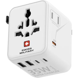 Swiss Military 1 Pc Travel Adaptor White - SM-TC-35W-GaN-WLD-WHI