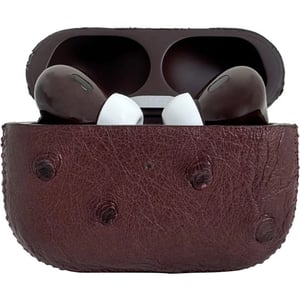 Red Customized Apple AirPods Pro 3 Leather Ostrich Berry Red