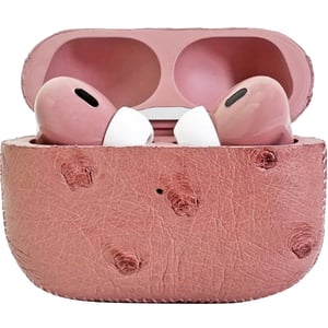 Pink Customized Apple AirPods Pro 3 Leather Ostrich Pink